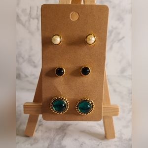 3 Pairs of Vintage 1980s/1990s Stud Earrings